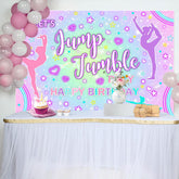 Lofaris Colorful Lets Jump Jumble Happy Birthday Backdrop